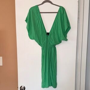 ASOS Emerald Green V-Neck Short Sleeve Dress